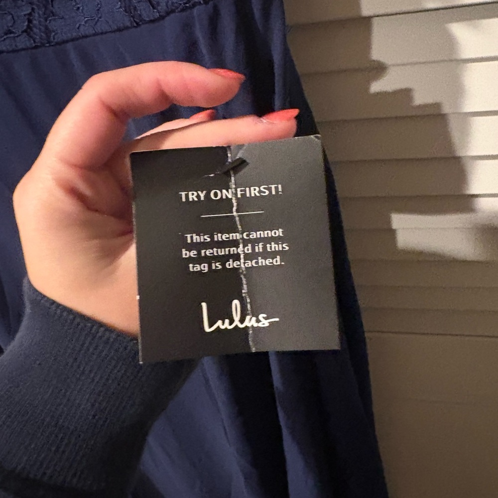 Lulu's Navy Blue Lace Maxi Dress - Picture 3 of 8